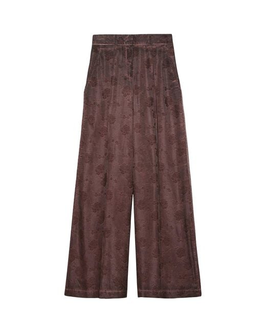 MAX&Co. Brown Floral Wide-Leg Trousers