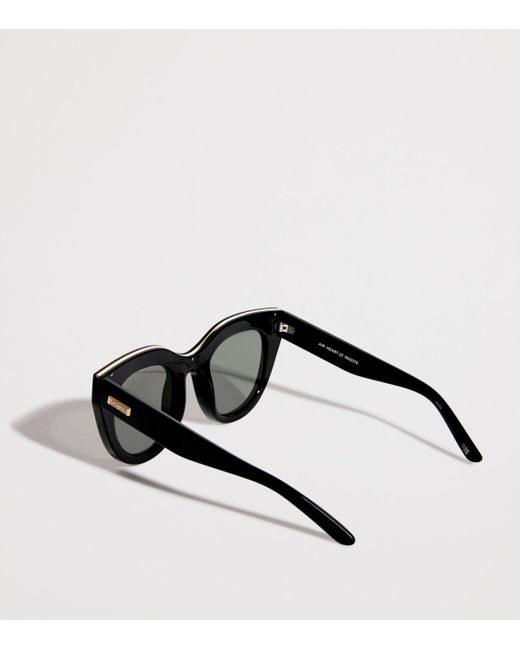 Le Specs Black Oversized Air Heart Sunglasses