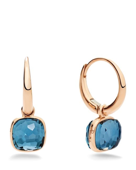 Pomellato Blue And Topaz Nudo Earrings