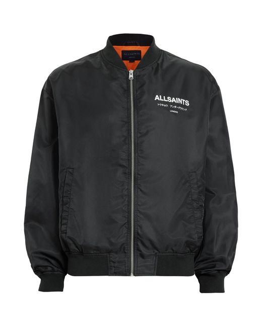 AllSaints Black Underground Bomber Jacket for men