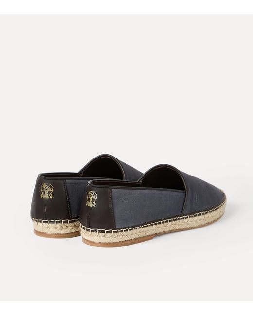 Brunello Cucinelli Blue Grained Calfskin Espadrilles