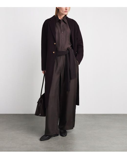 LeKasha Brown Silk Pamir Wide-Leg Trousers
