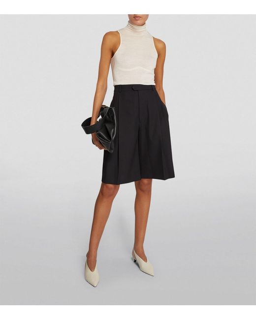 Carven White Wool Sleeveless Rollneck Top