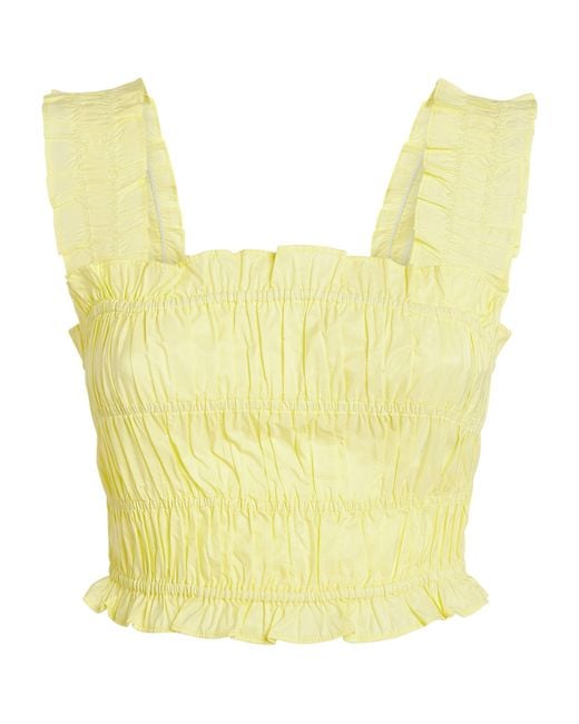 Maje Smocked Crop Top in Yellow | Lyst Canada