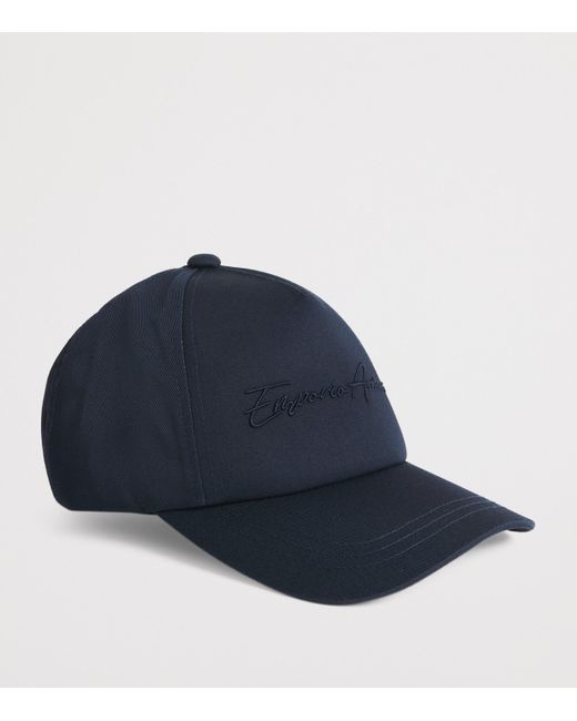 Emporio Armani Blue Script Logo Baseball Cap for men
