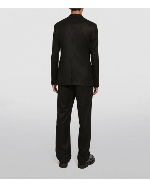 Dolce & Gabbana Black Virgin Wool Drawstring Trousers for men