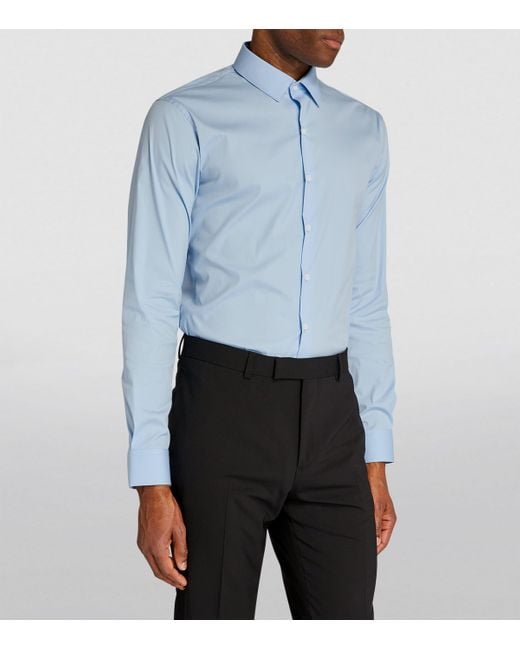 Sandro Blue Cotton-Blend Point-Collar Shirt for men