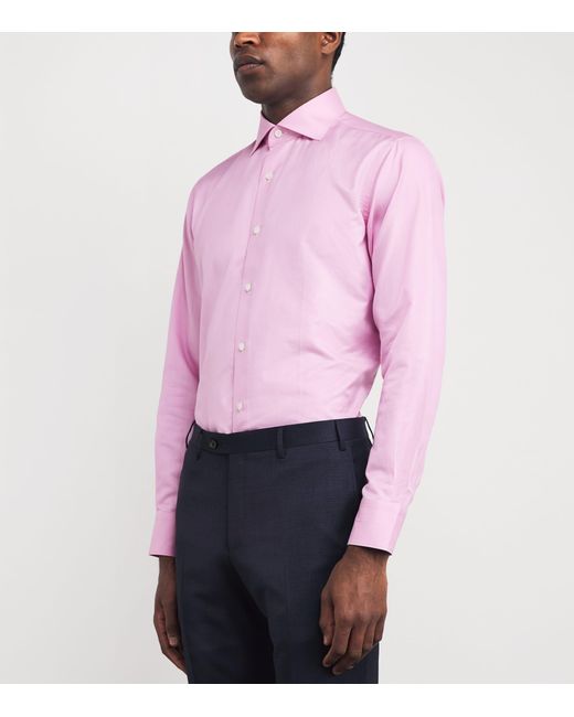 Brioni Pink Cotton Stripe Shirt for men