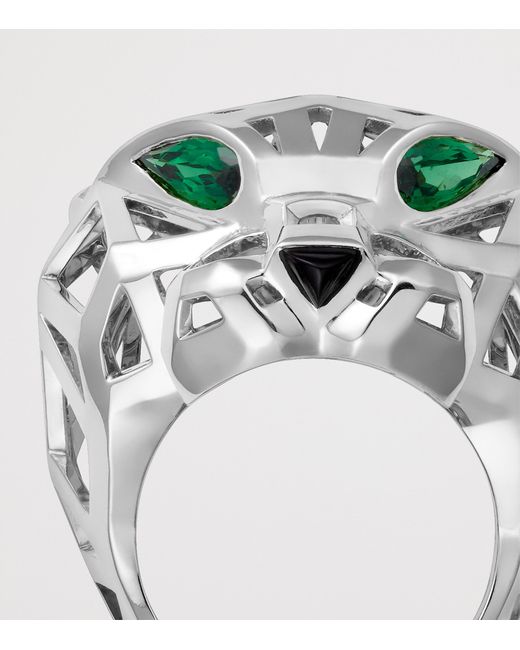 Cartier Metallic Tsavorite Garnet And Onyx Panthère De Ring