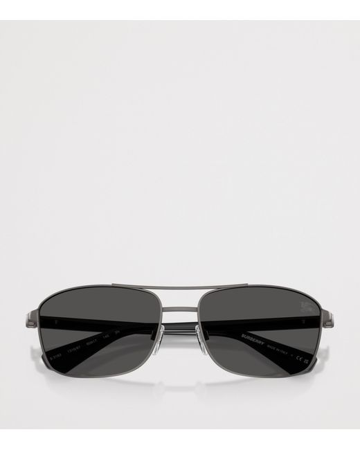 Burberry Gray Metal Pilot Sunglasses for men