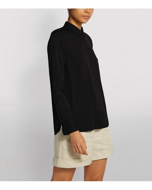 Vince Black Silk-Blend Slim-Fit Blouse