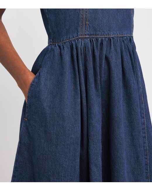 Sandro Blue Denim Corset Midi Dress