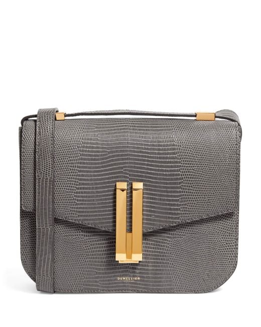 DeMellier London Gray Lizard-Effect Leather Vancouver Cross-Body Bag