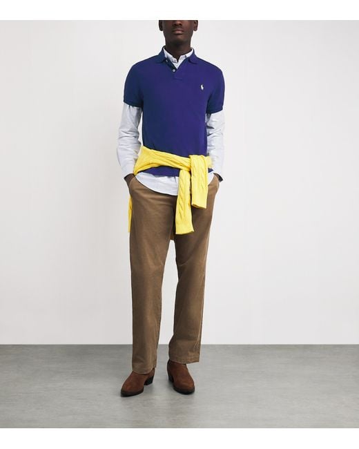 Polo Ralph Lauren Blue Cotton Mesh Slim-Fit Polo Shirt for men