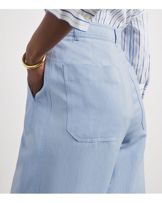 ME+EM Blue Straight Cropped Trousers