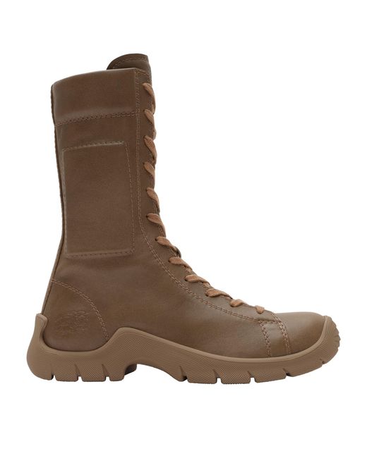 Burberry Brown Leather Tone Lace-Up Boots