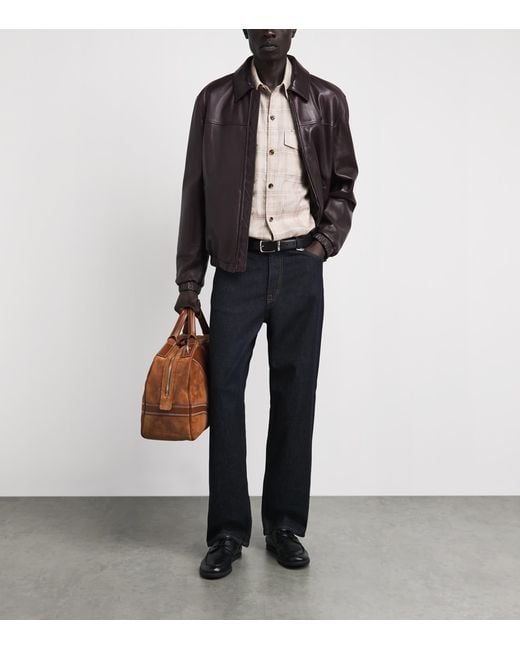 Isaia Natural Cashmere-Linen Check Overshirt for men