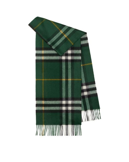 Burberry Green Cashmere Check Scarf