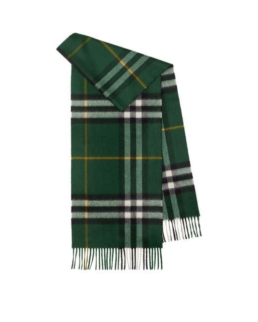 Burberry Green Cashmere Check Scarf