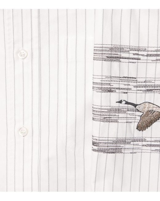 Thom Browne White Cotton Embroidered Geese Shirt for men