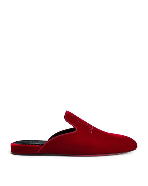 Christian Louboutin Red Velvet Navy Coolito Slippers for men