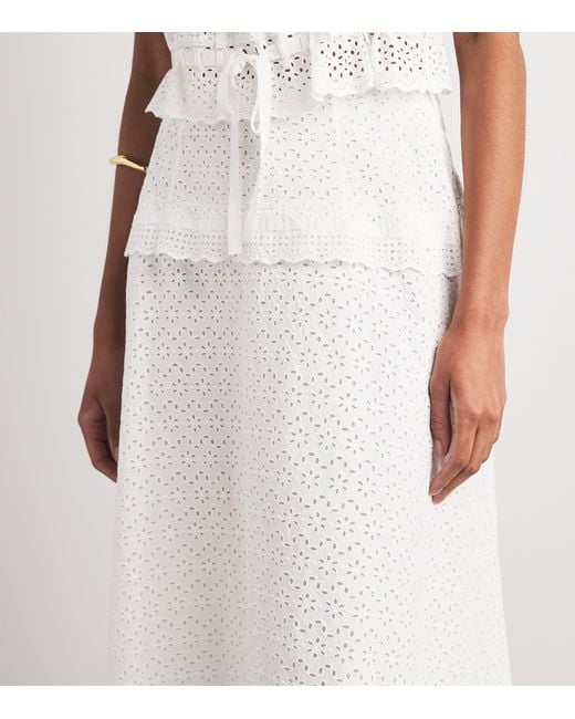 Ulla Johnson White Broderie Anglaise Violetta Midi Skirt