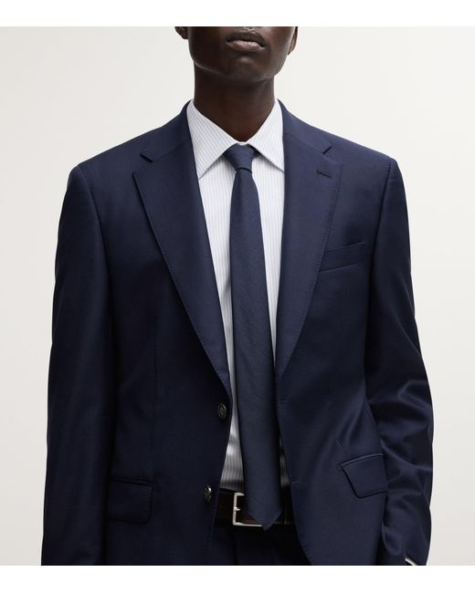 Boss Blue Cotton Striped Slim Shirt for men