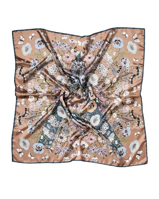 Aspinal Metallic Silk Printed Square Scarf