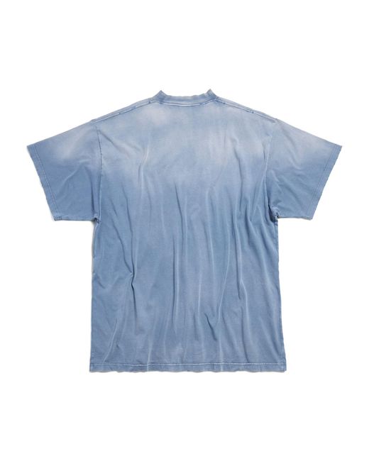Balenciaga Blue Oversized Paris Moon T-shirt for men