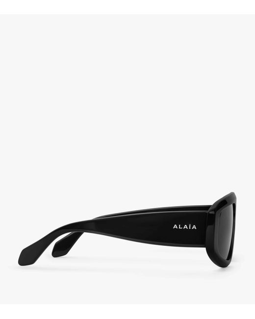 Alaïa Black Acetate Aviator Mask Sunglasses