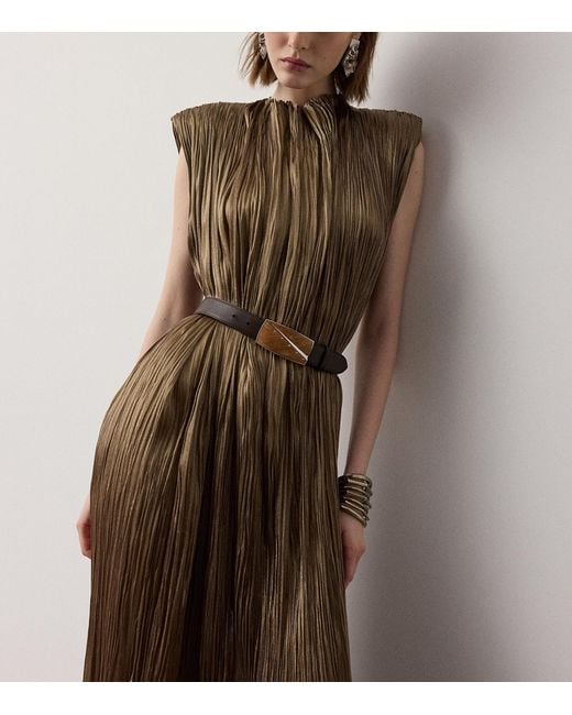 Ralph Lauren Natural Pleated Virna Maxi Dress