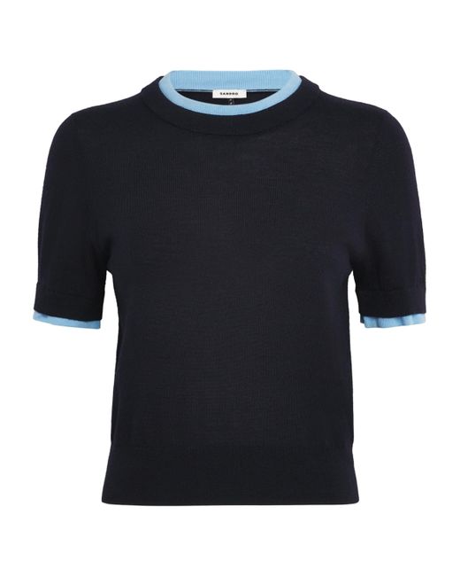 Sandro Black Wool Two-Tone Sweater