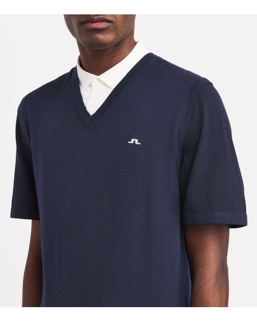 J.Lindeberg Blue Merino Wool Liam Sweater Vest for men
