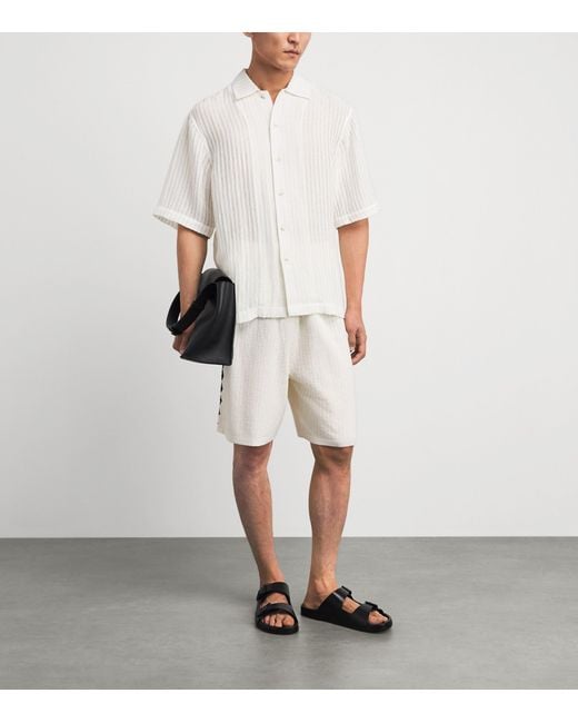 Commas White Sheer Short-Sleeve Shirt for men