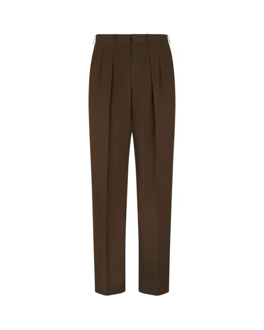 Tom Ford Brown Wool Pleated Trousers for men