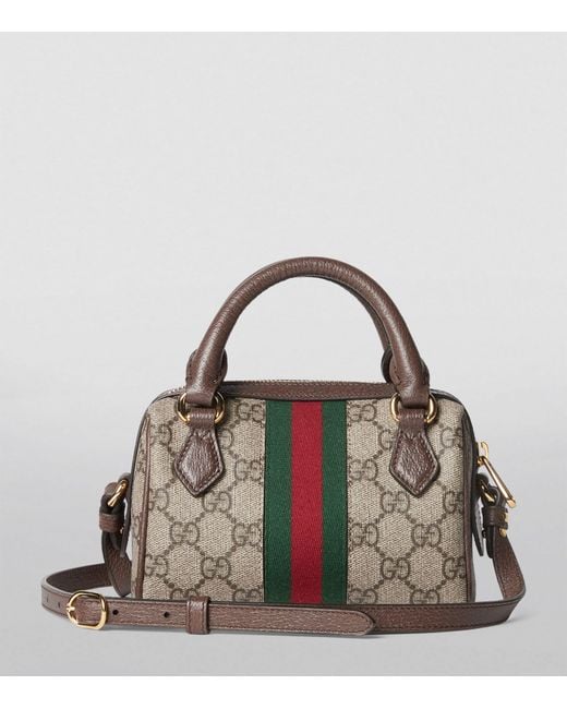 Gucci Brown Mini Boston Gg Top-handle Bag