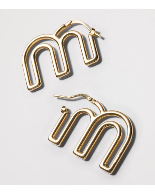 Miu Miu Metallic M Logo Earrings