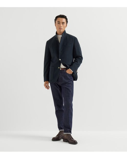 Brunello Cucinelli Blue Cashmere Blazer for men