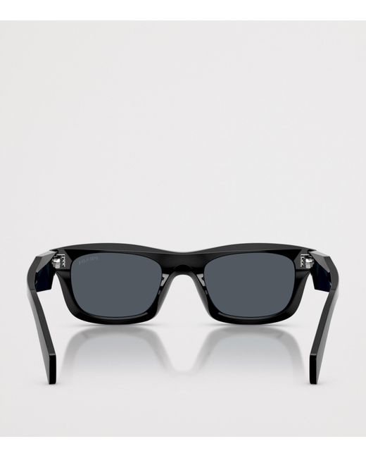 Prada Black Acetate Rectangular Sunglasses