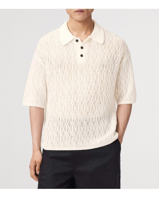 AllSaints White Wool-Blend Cyclone Polo Shirt for men