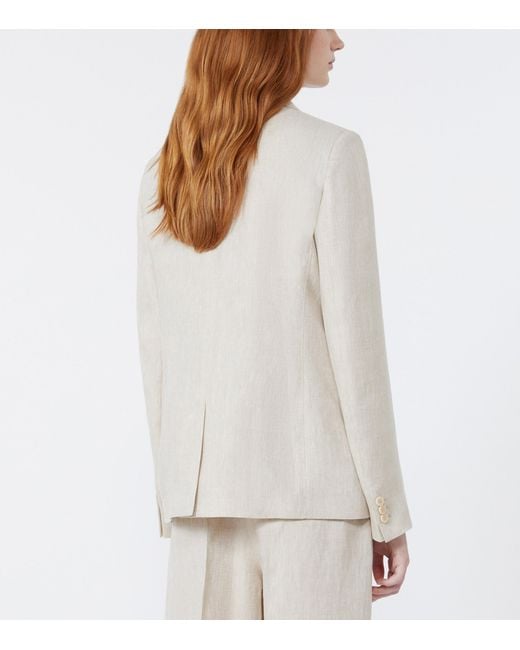 Weekend by Maxmara White Linen Single-Breasted Blazer