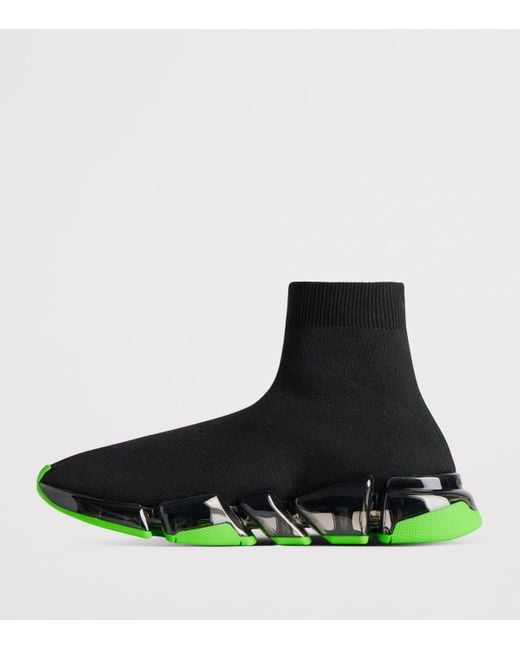 Balenciaga Black Clear Sole Speed 2.0 Sneakers for men