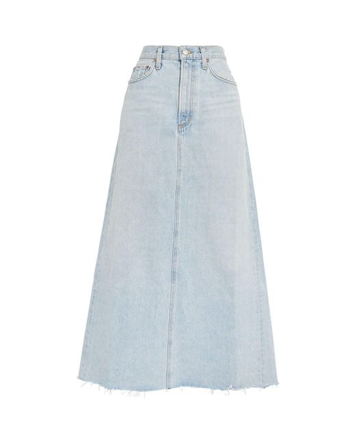 Agolde Blue Denim Hilla Maxi Skirt