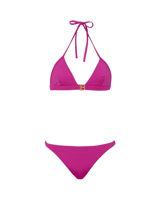 Balmain Purple B Triangle Bikini