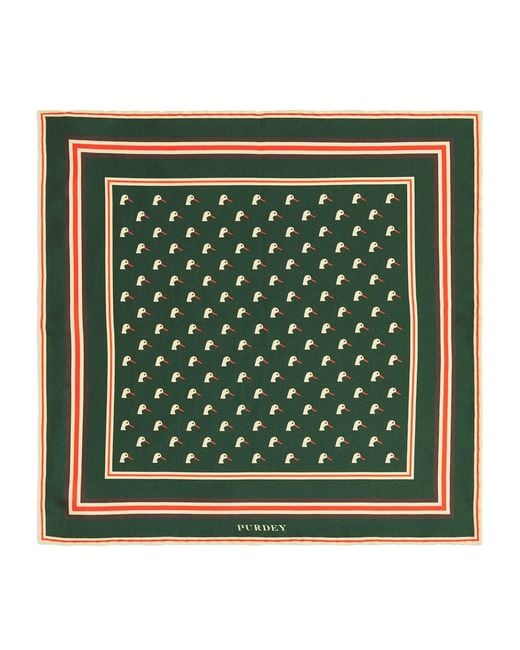 James Purdey & Sons Green Silk Dapper Duck Pocket Square for men