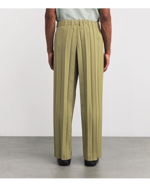Homme Plissé Issey Miyake Green Pleated Edge Ensemble Trousers for men