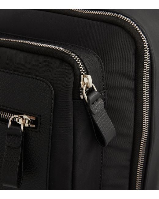 Giorgio Armani Black Leather-Trim Backpack for men