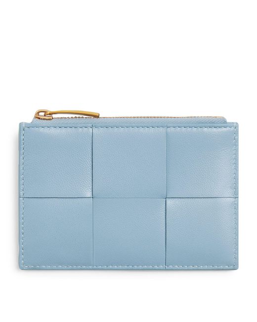 Bottega Veneta Blue Leather Cassette Zipped Card Holder