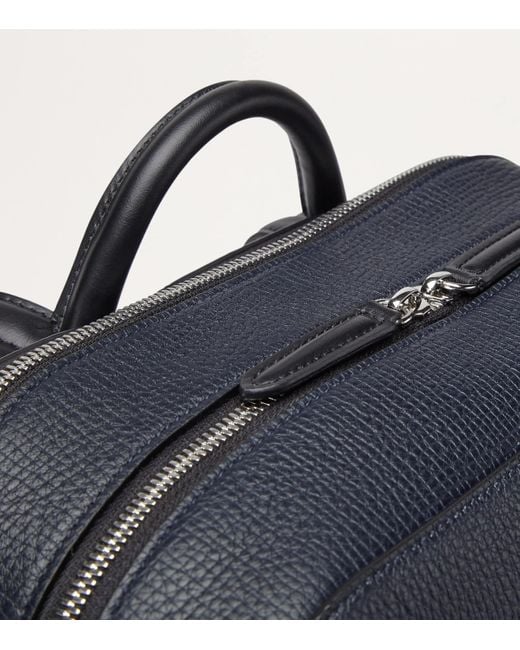 Smythson Blue Ludlow Leather Backpack for men