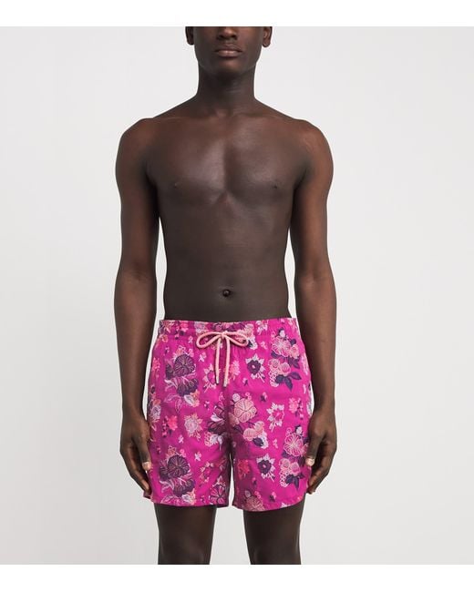 Vilebrequin Pink Embroidered Mistral Swim Shorts for men